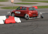 slippen met de skidcar tijdens bedrijfsuitje